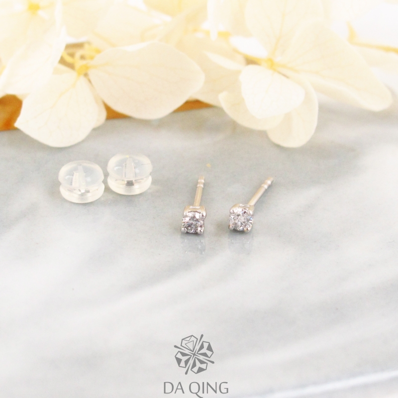 14K四爪單鑽耳環