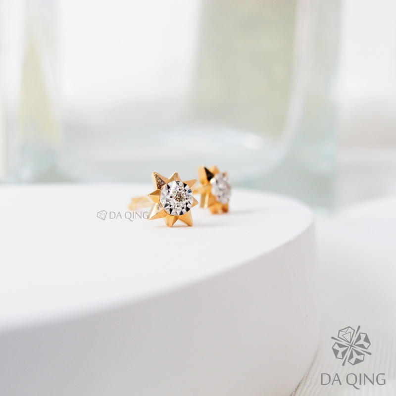 18K太陽造型耳環