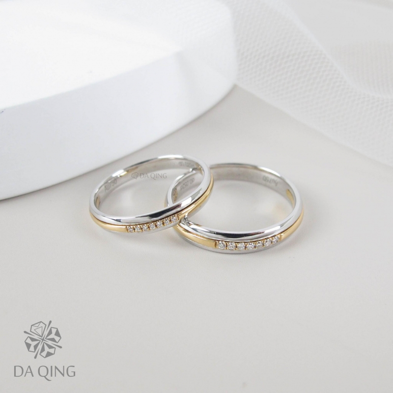 18K雙色排鑽對戒