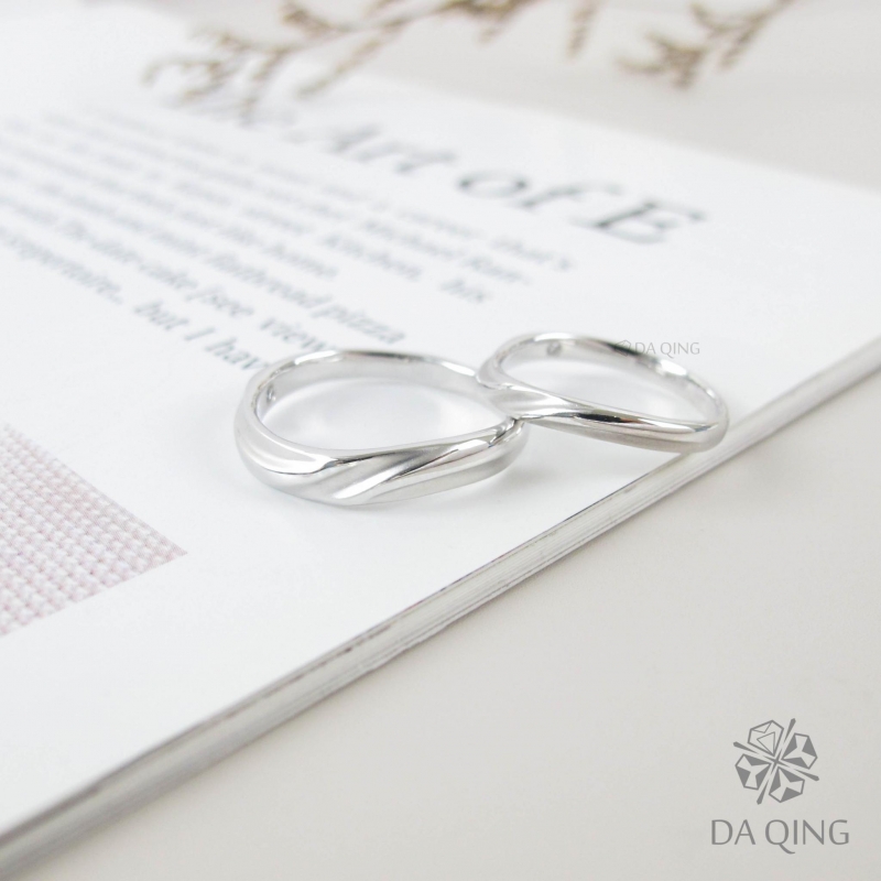 鉑金S型曲面對戒